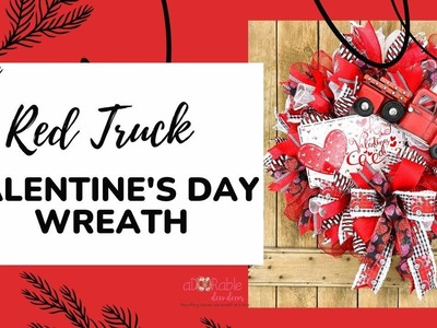 DIY Valentine's Day Red Truck Wreath | Valentine's Day Home Decor | Valentine Wreath with Deco Mesh