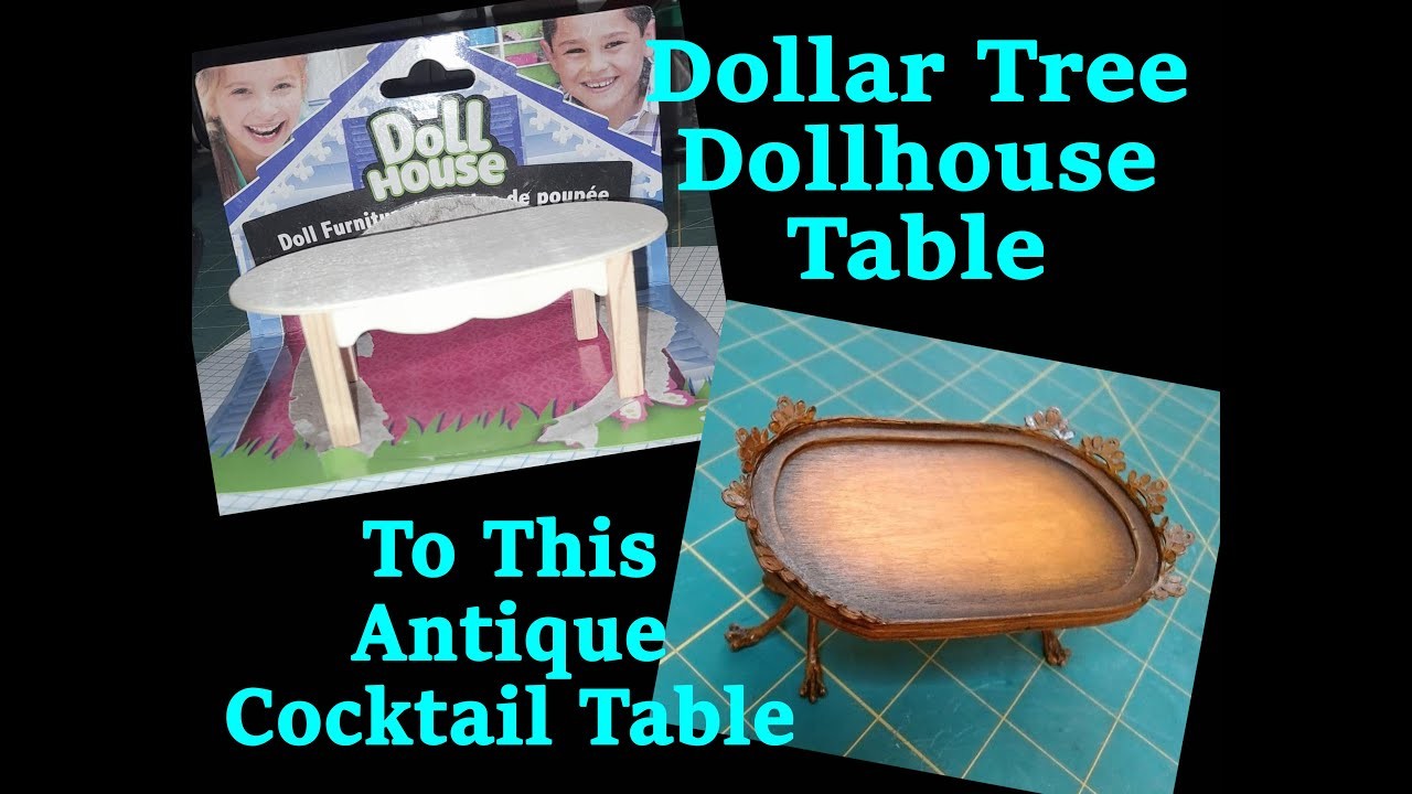 Dollar Tree Dollhouse Table Makeover DIY | Miniature Antique Cocktail Table