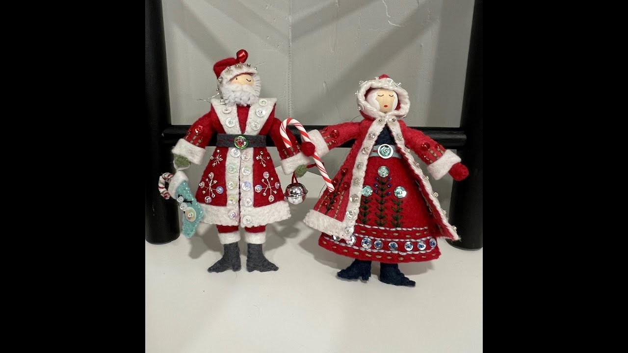 Flosstube #3 Felt Christmas Ornaments  Mr & Mrs Claus and their little elves!