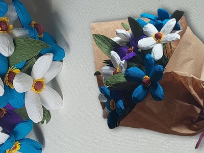 Flower Bouquet Making | Crepe paper art | DIY | Art and craft