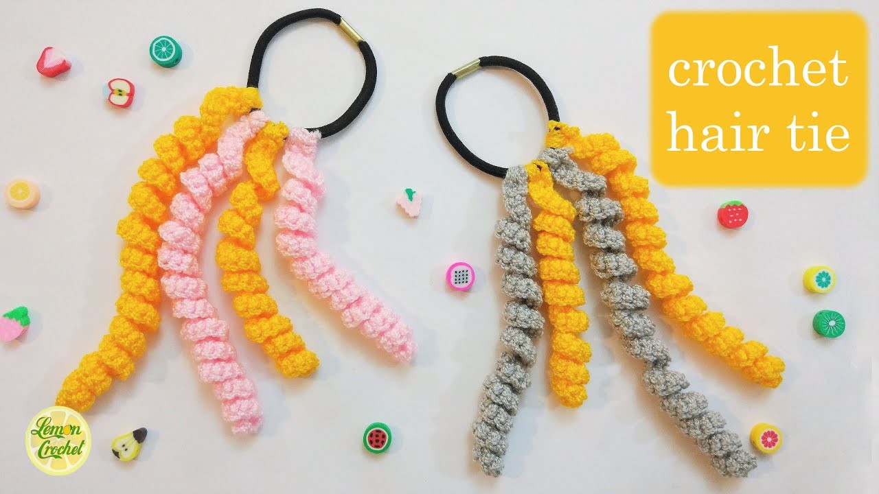 How to Crochet Hair Tie | Beginners Crochet Tutorials | Lemon Crochet