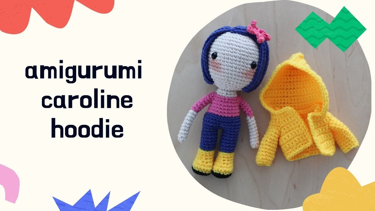 How to Crochet Hoodie for Doll, Amigurumi Hoodie for Doll Coraline