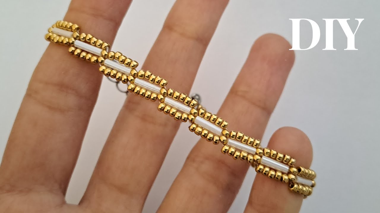 How to make a bracelet.Beads jewelry making.Bugle Beads bracelet.Beebeecraft