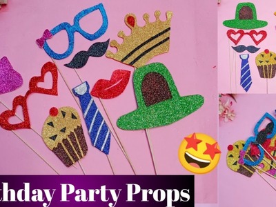How to Make Birthday Party Props at Home. 9 DIY Photobooth Props Idea. Selfie Photo Props For Party