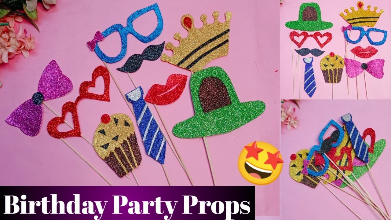 How to Make Birthday Party Props at Home. 9 DIY Photobooth Props Idea. Selfie Photo Props For Party