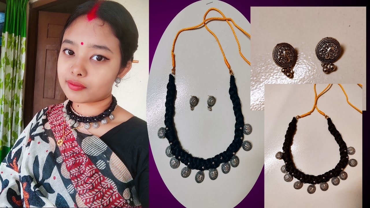 How To Make Silk Thread Necklace2023|Pearl Necklace At Home|Silk thread Jewellery|Saraswati Puja.