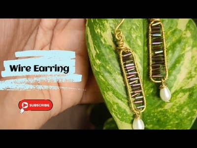How to make Wire wrapped earring with pipe seed beads