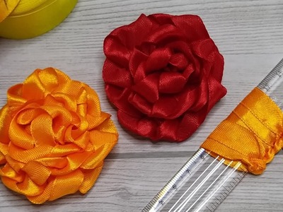 It is very easy !! | Super easy Ribbon Flower making idea with Scale | Easy sewing hack