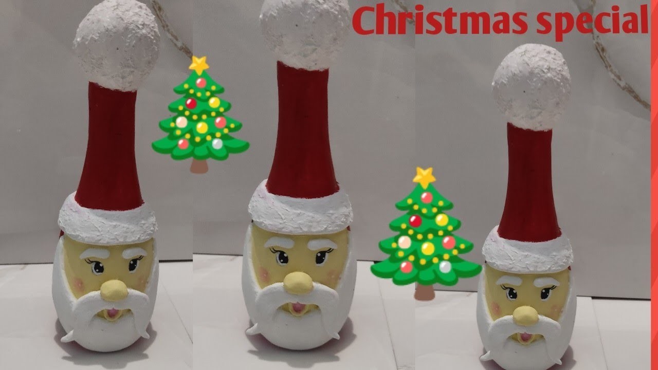 Making Santa Claus????form beer bottle__ best out of waste__????Christmas craft ideas