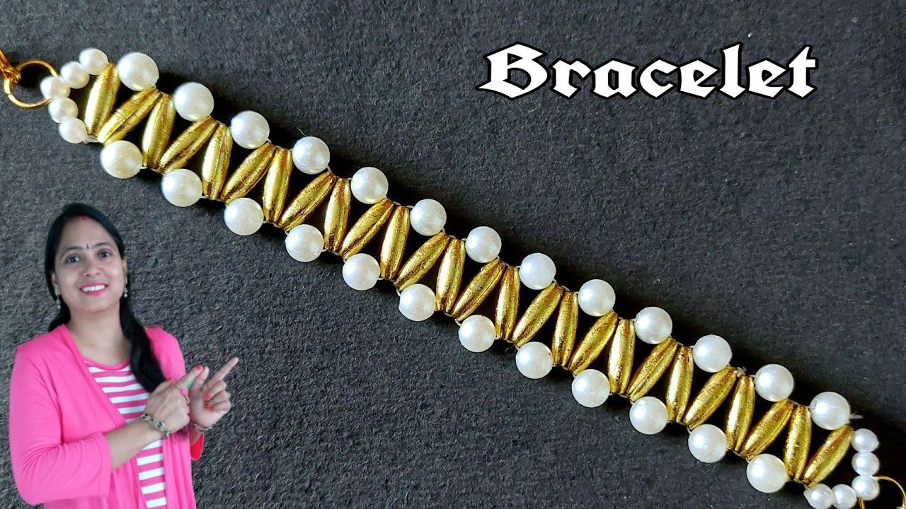 PEARL BRACELET DESIGN EASY AND SIMPLE.DIY Pearl Jewelry Making.Handmade Jewellry Ideas At Home