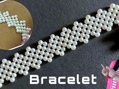 PEARL BRACELET DESIGN EASY.DIY Pearl Jewelry Making.Handmade Jewellry Ideas At Home 004