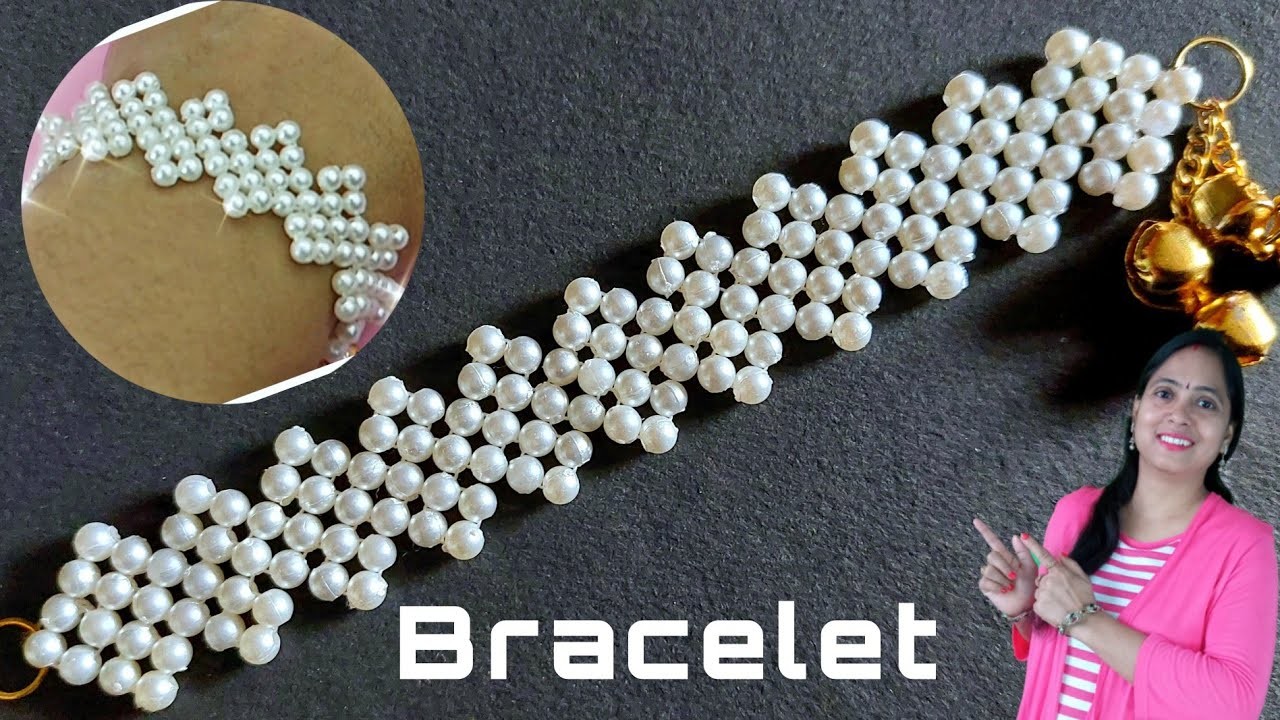 PEARL BRACELET DESIGN EASY.DIY Pearl Jewelry Making.Handmade Jewellry Ideas At Home 004