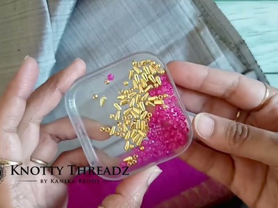 Saree Kuchu With Beads Using A Normal Needle - No Skills #sareekuchu #sareetassels #learnwithme