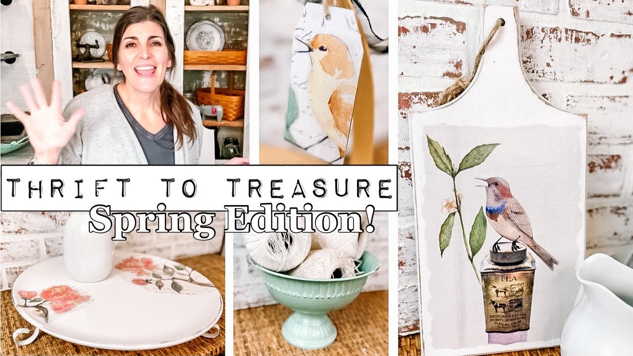 Spring Edition - Thrift to Treasure: Cleaning out my Stash - 7 Thrift Flips - Birds & Flowers
