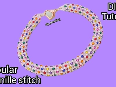 Tubular chenille stitch.Colorful seed beads bracelet.Easy jewelry making at home.Diy Beading