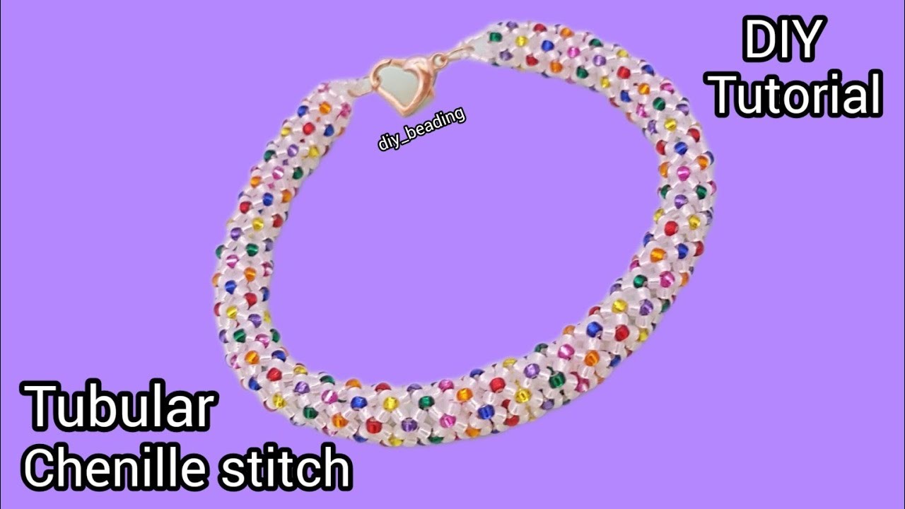 Tubular chenille stitch.Colorful seed beads bracelet.Easy jewelry making at home.Diy Beading