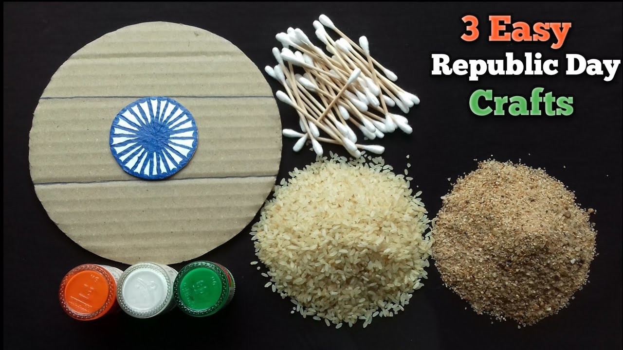 3 Easy Republic Day Craft Making With Rice And Sand | Republic Day Craft Ideas