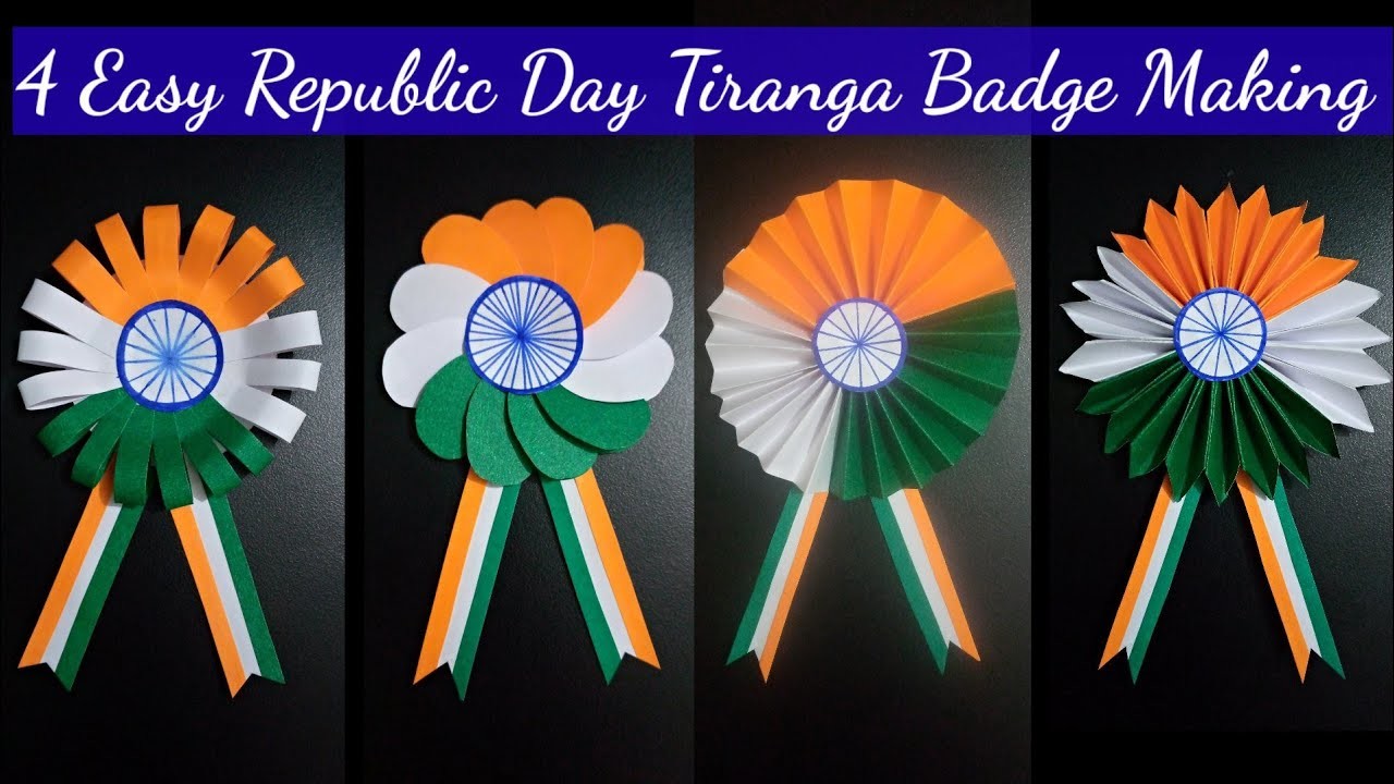 4 easy and quick badge making| republic day craft| happy republic day| paper craft| tricolour badge