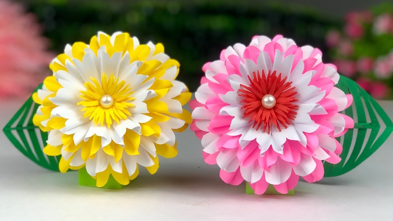 Beautiful Paper Flower Making | Home Decor |  Paper Flowers Easy | School Craft Ideas  | Paper Craft