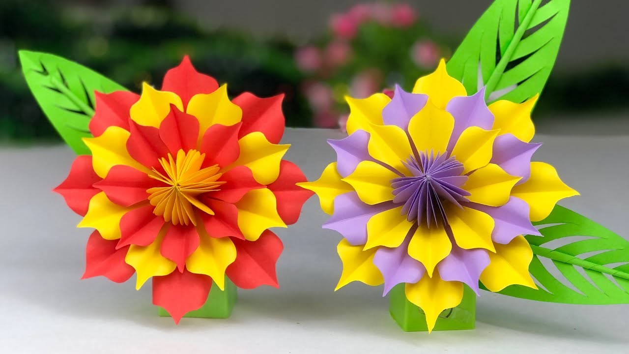 Beautiful Paper Flower Making | Home Decor | Paper Flowers | School Craft Ideas  | Paper Craft | DIY