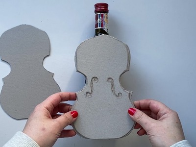 Cardboard bottle decor idea | How to make a violin from a bottle
