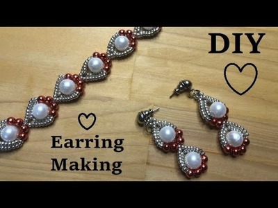 DIY beads and pearl earrings How to make a pearl bracelet and earring jewelry set?