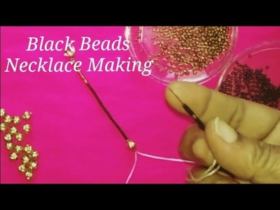 DIY Black beads Necklace Making. Beaded Necklace. Jewellery Designs. My Home  Crafts