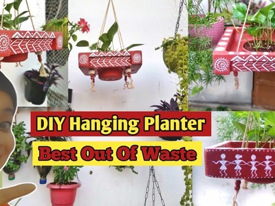 DIY Hanging Planter.Warli Painting Planter.Planter Ideas.Planter From Waste Material.Planter Pot
