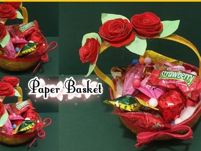 Diy paper basket | Choclate basket making idea | newspaper craft #youtubeshorts #youtubvideo
