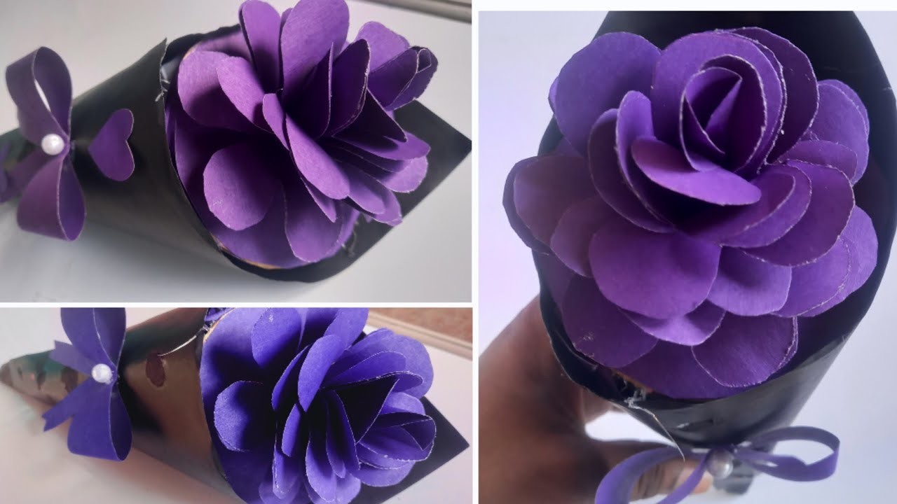 DIY paper flowers BOUQUET.gift ideas.Flower Bouquet making craft ideas|easy craft @saznacreations