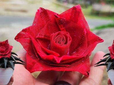 DIY Ribbon Flower | How to make ribbon satin flower easy | Rose Flower Making | Ribbon Work