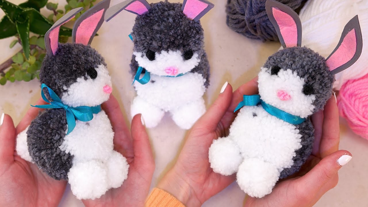 Easter decoration idea 2023 - Wonderful Yarn Bunny ???? Pom Pom Bunny.Rabbit