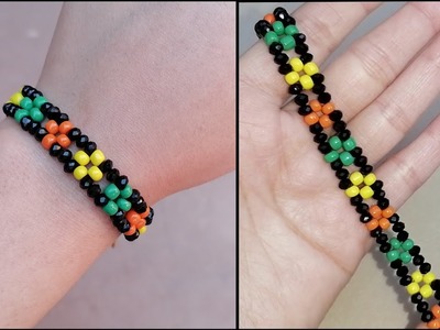 How To Make A Colorful Beaded Bracelet With Seed Beads Very Simple And Easy tutorial For Beginners