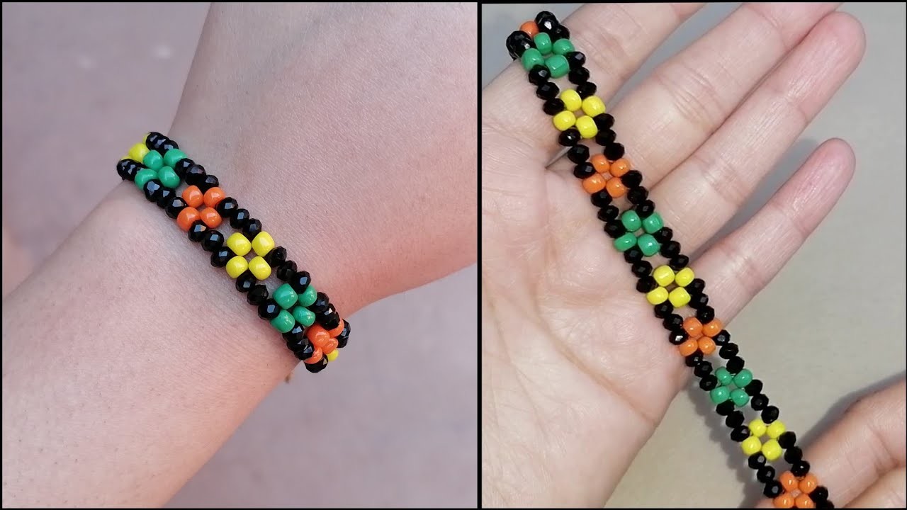 How To Make A Colorful Beaded Bracelet With Seed Beads Very Simple And Easy tutorial For Beginners