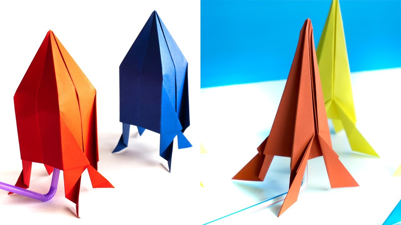 How to make an origami Rocket - Paper rocket flying - Origami toy antistress