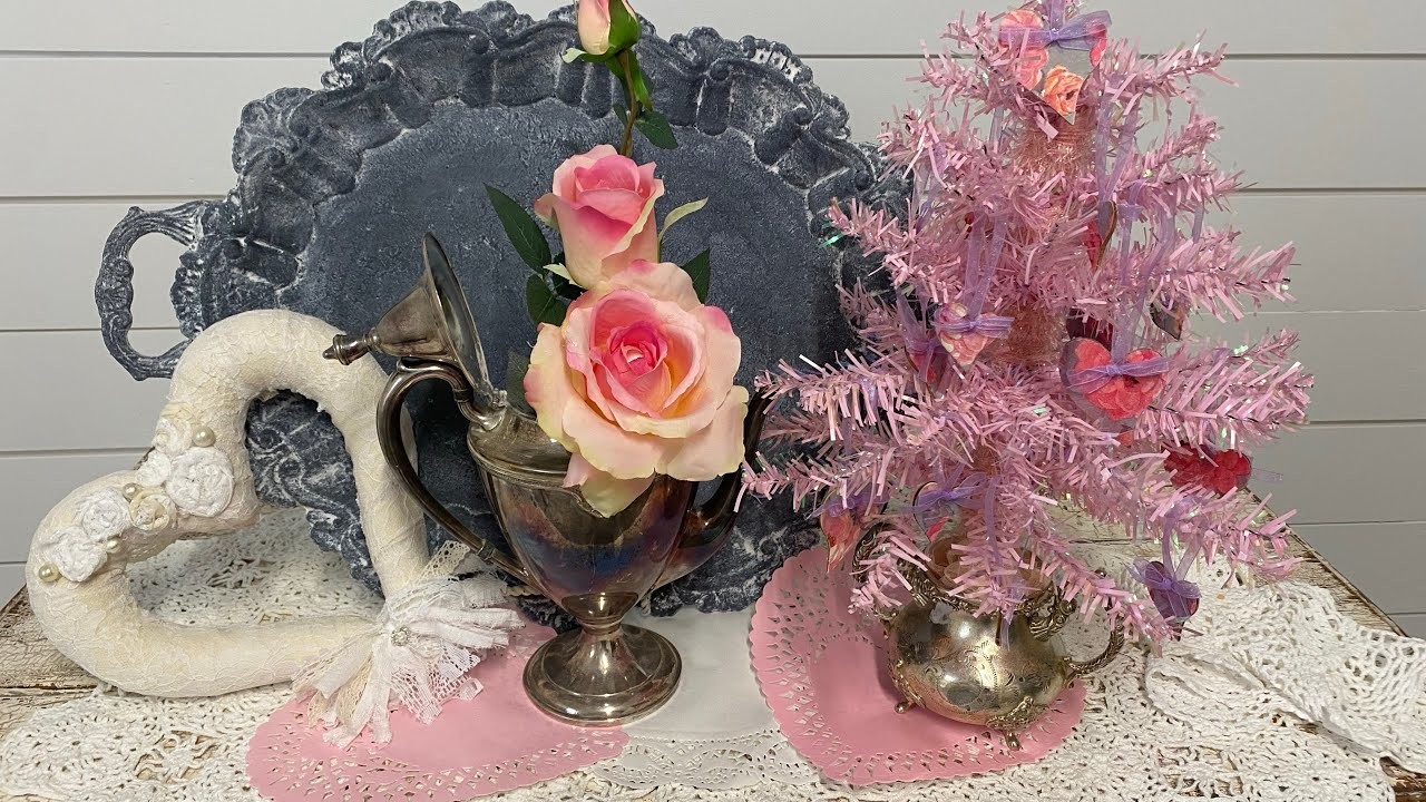 How to make Beautiful Shabby Chic Valentine Decor from Dollar Tree items