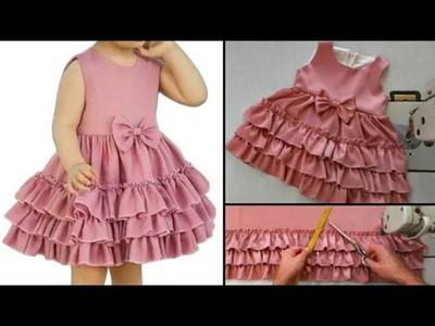 How to make little girl dress | girl dress making at home.craft.art.crafting.