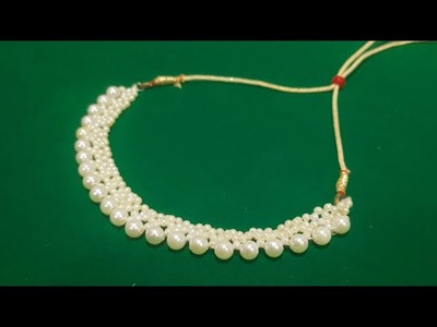 How to make pearl necklace at home. beads necklace with easy making @craftrsm