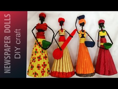 Making of doll using newspaper | African dolls |best out of waste craft