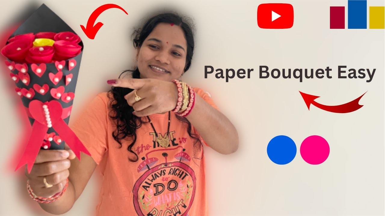 Paper bouquet of rose flowers || paper rose bouquet easy making || video 38