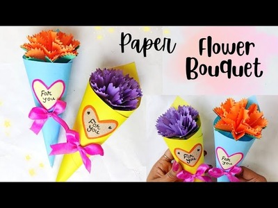 Paper Flower Bouquet | Birthday Gift idea | paper flower Bouquet making at home | easy paper flower