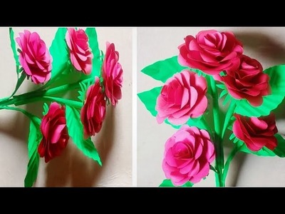 Paper  flowers easy and beautiful rose | paper Flowers home decoration