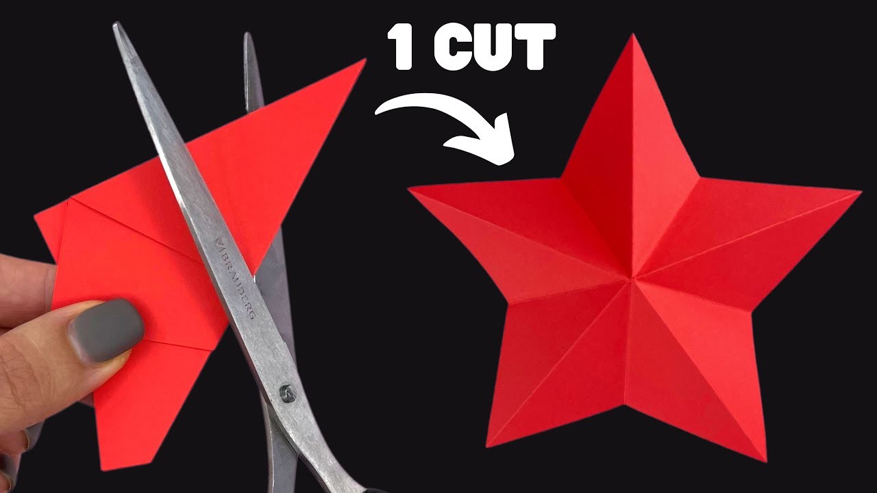 Perfect shape paper star with one cut, how to make 5 pointed paper star