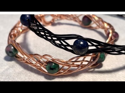 Quick and Easy Simple 4 Strand Braided Wire Bracelet with 6mm Gemstone Beads