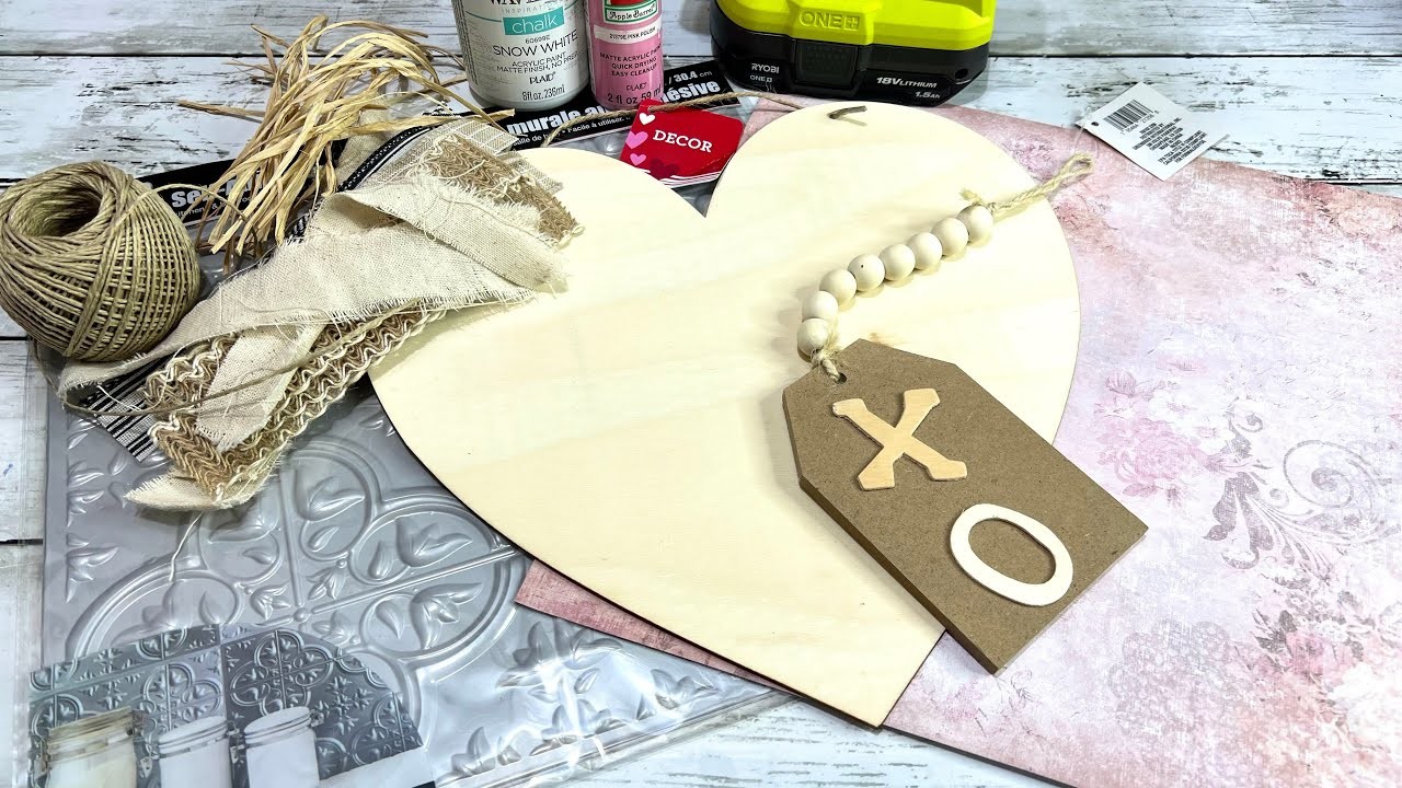 Shabby Chic Heart Decor || Using a Dollar Tree Wall Tile [ Just 1 Easy DIY ]