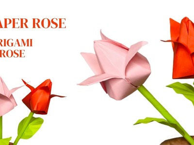 Simple Paper Rose making . Origami Rose. Paper flower