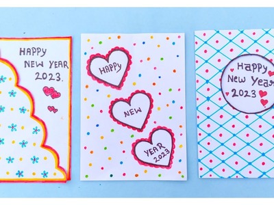3 Easy Happy new year card with white paper | diy greeting card without glue | handmade card
