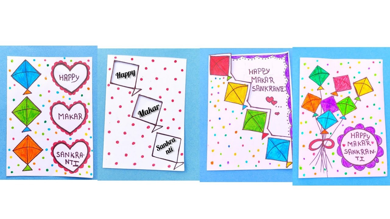 4 Easy white paper makar sankranti card without glue | diy greeting card | handmade card