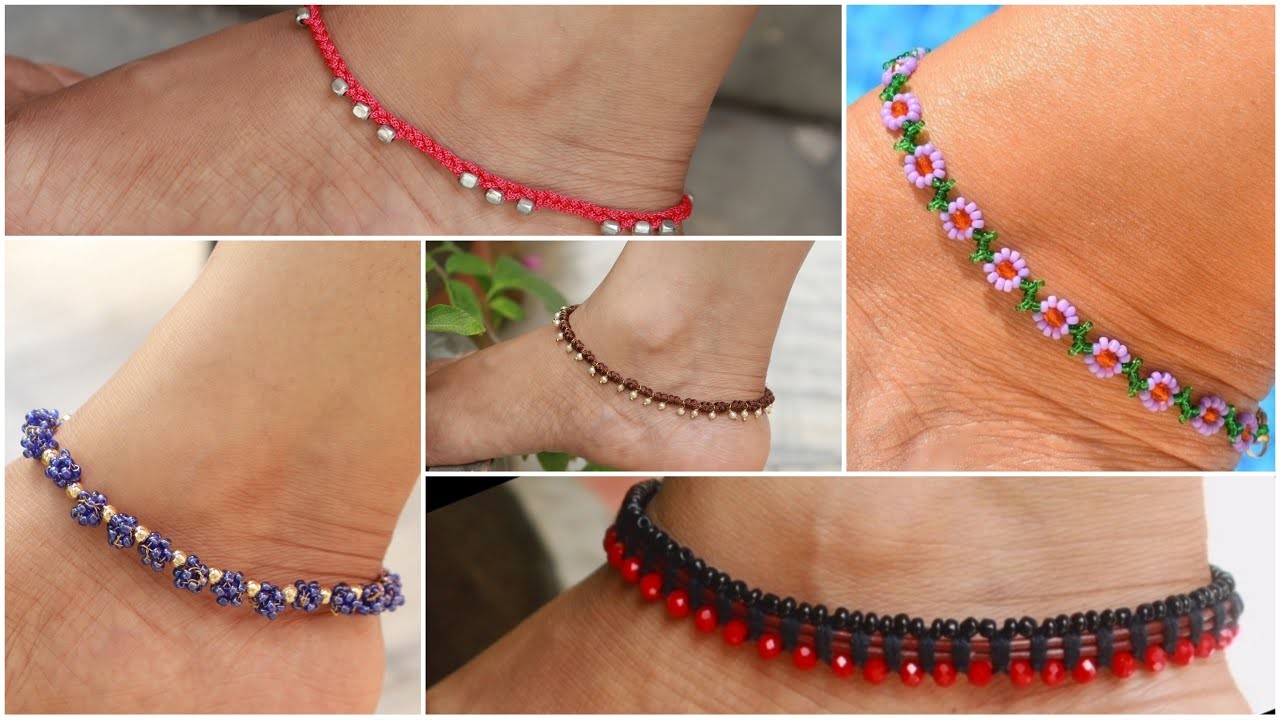 5 Handmade Beaded Anklet Ideas | How To Make Beaded Anklet At Home | Creation&you