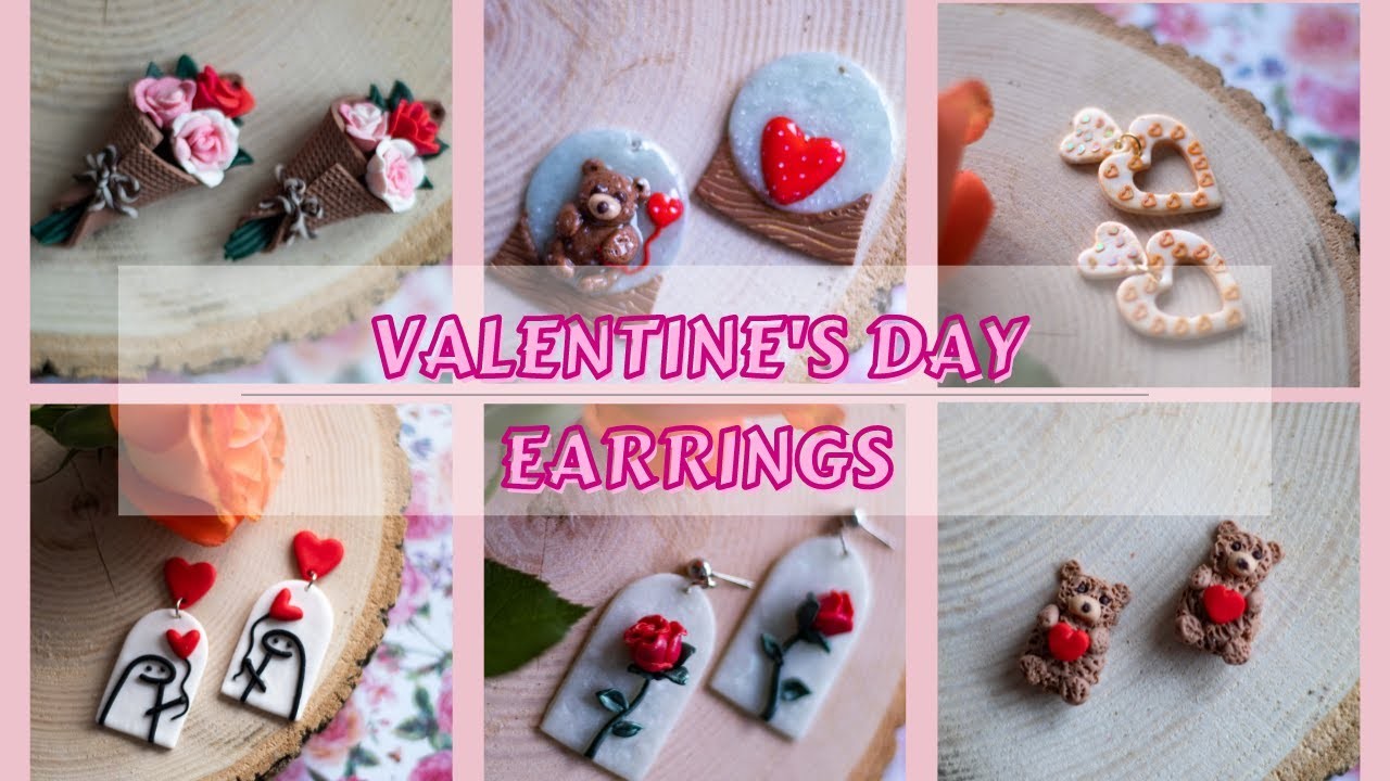 6 Polymer Clay Earrings Ideas.Tutorials for Valentine's Day